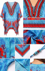 Stylish Rhinestone Lace-Up V-Neck Women's Caftan Poncho Cover-Up by Sakkas Aymee - Che Cose Belle
