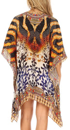 Stylish Rhinestone Lace-Up V-Neck Women's Caftan Poncho Cover-Up by Sakkas Aymee - Che Cose Belle