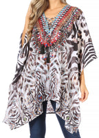 Stylish Rhinestone Lace-Up V-Neck Women's Caftan Poncho Cover-Up by Sakkas Aymee - Che Cose Belle