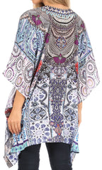 Stylish Rhinestone Lace-Up V-Neck Women's Caftan Poncho Cover-Up by Sakkas Aymee - Che Cose Belle