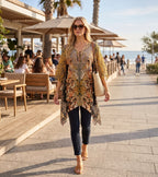 Stylish Rhinestone Lace-Up V-Neck Women's Caftan Poncho Cover-Up by Sakkas Aymee - Che Cose Belle