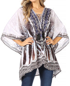Stylish Rhinestone Lace-Up V-Neck Women's Caftan Poncho Cover-Up by Sakkas Aymee - Che Cose Belle
