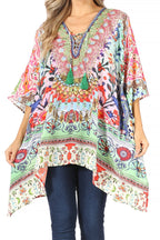Stylish Rhinestone Lace-Up V-Neck Women's Caftan Poncho Cover-Up by Sakkas Aymee - Che Cose Belle