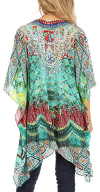 Stylish Rhinestone Lace-Up V-Neck Women's Caftan Poncho Cover-Up by Sakkas Aymee - Che Cose Belle