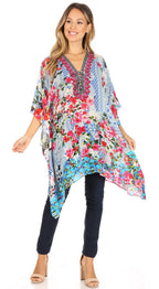 Stylish Rhinestone Lace-Up V-Neck Women's Caftan Poncho Cover-Up by Sakkas Aymee - Che Cose Belle