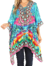 Stylish Rhinestone Lace-Up V-Neck Women's Caftan Poncho Cover-Up by Sakkas Aymee - Che Cose Belle