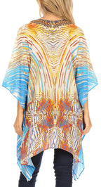 Stylish Rhinestone Lace-Up V-Neck Women's Caftan Poncho Cover-Up by Sakkas Aymee - Che Cose Belle