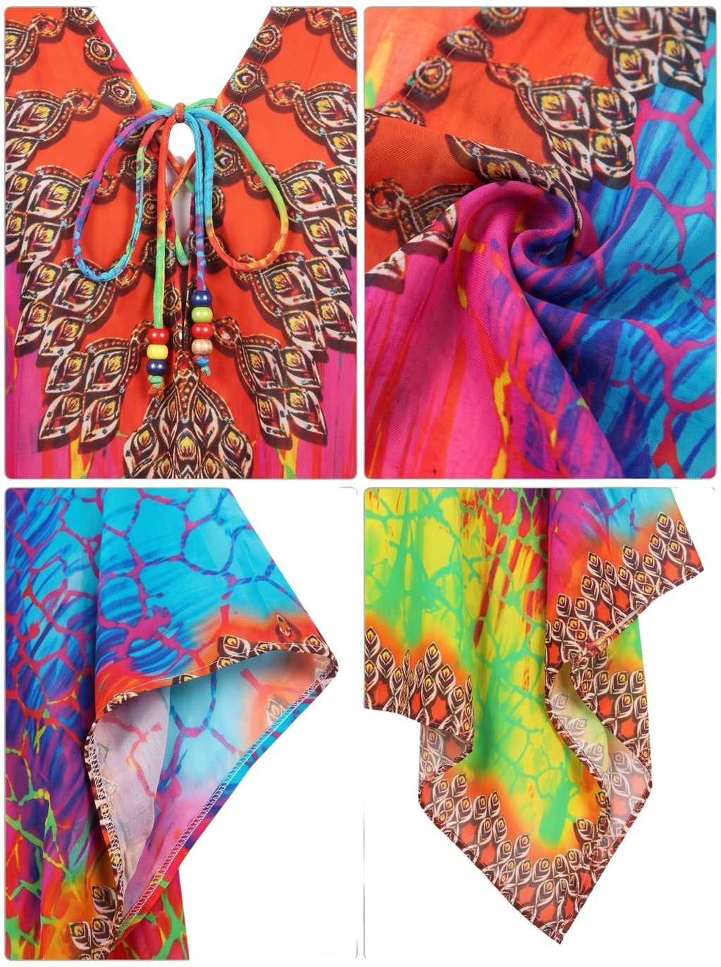 Stylish Rhinestone Lace-Up V-Neck Women's Caftan Poncho Cover-Up by Sakkas Aymee - Che Cose Belle