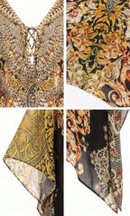Stylish Rhinestone Lace-Up V-Neck Women's Caftan Poncho Cover-Up by Sakkas Aymee - Che Cose Belle