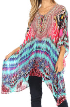 Stylish Rhinestone Lace-Up V-Neck Women's Caftan Poncho Cover-Up by Sakkas Aymee - Che Cose Belle