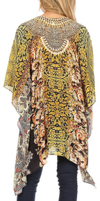 Stylish Rhinestone Lace-Up V-Neck Women's Caftan Poncho Cover-Up by Sakkas Aymee - Che Cose Belle