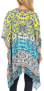 Stylish Rhinestone Lace-Up V-Neck Women's Caftan Poncho Cover-Up by Sakkas Aymee - Che Cose Belle