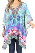 Stylish Rhinestone Lace-Up V-Neck Women's Caftan Poncho Cover-Up by Sakkas Aymee - Che Cose Belle