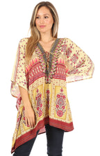 Stylish Rhinestone Lace-Up V-Neck Women's Caftan Poncho Cover-Up by Sakkas Aymee - Che Cose Belle