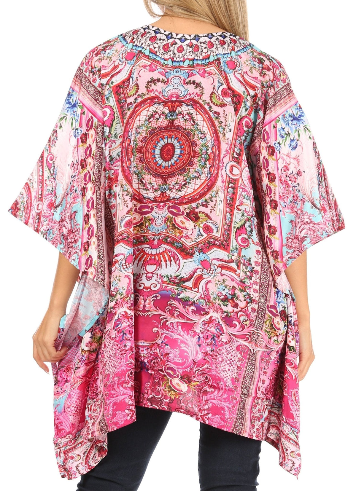 Stylish Rhinestone Lace-Up V-Neck Women's Caftan Poncho Cover-Up by Sakkas Aymee - Che Cose Belle