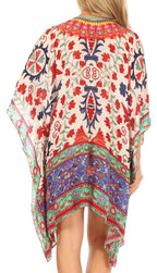 Stylish Rhinestone Lace-Up V-Neck Women's Caftan Poncho Cover-Up by Sakkas Aymee - Che Cose Belle