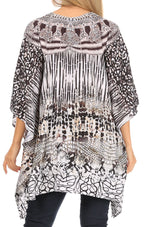 Stylish Rhinestone Lace-Up V-Neck Women's Caftan Poncho Cover-Up by Sakkas Aymee - Che Cose Belle