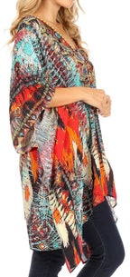 Stylish Rhinestone Lace-Up V-Neck Women's Caftan Poncho Cover-Up by Sakkas Aymee - Che Cose Belle