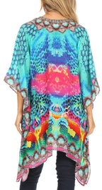 Stylish Rhinestone Lace-Up V-Neck Women's Caftan Poncho Cover-Up by Sakkas Aymee - Che Cose Belle