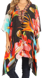 Stylish Rhinestone Lace-Up V-Neck Women's Caftan Poncho Cover-Up by Sakkas Aymee - Che Cose Belle