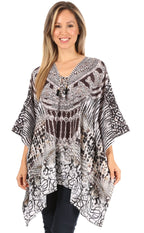 Stylish Rhinestone Lace-Up V-Neck Women's Caftan Poncho Cover-Up by Sakkas Aymee - Che Cose Belle