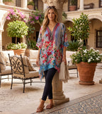 Stylish Rhinestone Lace-Up V-Neck Women's Caftan Poncho Cover-Up by Sakkas Aymee - Che Cose Belle