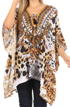 Stylish Rhinestone Lace-Up V-Neck Women's Caftan Poncho Cover-Up by Sakkas Aymee - Che Cose Belle