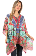 Stylish Rhinestone Lace-Up V-Neck Women's Caftan Poncho Cover-Up by Sakkas Aymee - Che Cose Belle