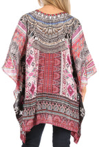 Stylish Rhinestone Lace-Up V-Neck Women's Caftan Poncho Cover-Up by Sakkas Aymee - Che Cose Belle