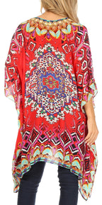 Stylish Rhinestone Lace-Up V-Neck Women's Caftan Poncho Cover-Up by Sakkas Aymee - Che Cose Belle