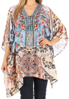 Stylish Rhinestone Lace-Up V-Neck Women's Caftan Poncho Cover-Up by Sakkas Aymee - Che Cose Belle