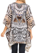 Stylish Rhinestone Lace-Up V-Neck Women's Caftan Poncho Cover-Up by Sakkas Aymee - Che Cose Belle