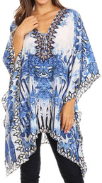 Stylish Rhinestone Lace-Up V-Neck Women's Caftan Poncho Cover-Up by Sakkas Aymee - Che Cose Belle