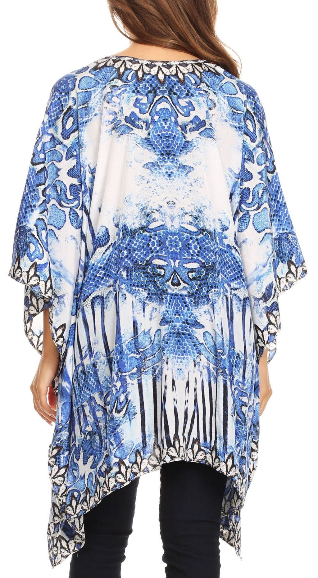 Stylish Rhinestone Lace-Up V-Neck Women's Caftan Poncho Cover-Up by Sakkas Aymee - Che Cose Belle