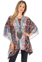 Stylish Rhinestone Lace-Up V-Neck Women's Caftan Poncho Cover-Up by Sakkas Aymee - Che Cose Belle