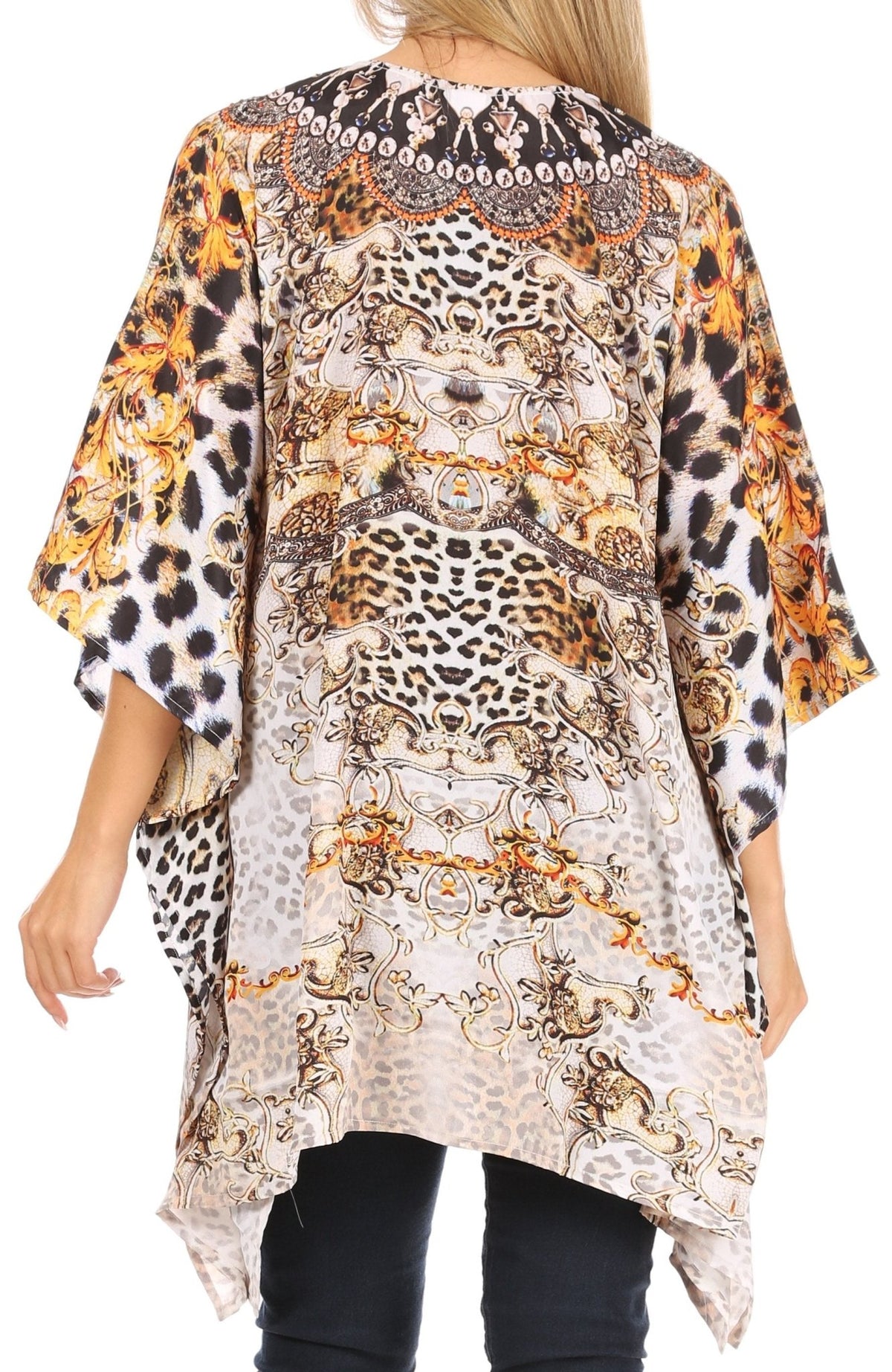 Stylish Rhinestone Lace-Up V-Neck Women's Caftan Poncho Cover-Up by Sakkas Aymee - Che Cose Belle