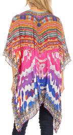 Stylish Rhinestone Lace-Up V-Neck Women's Caftan Poncho Cover-Up by Sakkas Aymee - Che Cose Belle