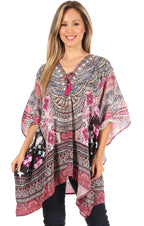 Stylish Rhinestone Lace-Up V-Neck Women's Caftan Poncho Cover-Up by Sakkas Aymee - Che Cose Belle