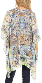 Stylish Rhinestone Lace-Up V-Neck Women's Caftan Poncho Cover-Up by Sakkas Aymee - Che Cose Belle