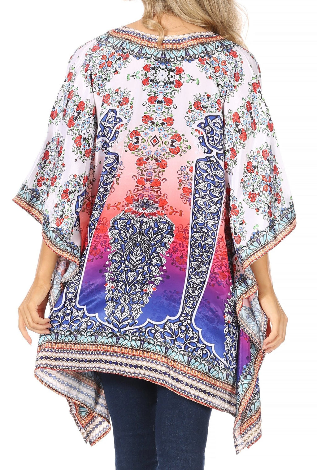 Stylish Rhinestone Lace-Up V-Neck Women's Caftan Poncho Cover-Up by Sakkas Aymee - Che Cose Belle
