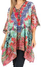 Stylish Rhinestone Lace-Up V-Neck Women's Caftan Poncho Cover-Up by Sakkas Aymee - Che Cose Belle