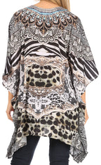 Stylish Rhinestone Lace-Up V-Neck Women's Caftan Poncho Cover-Up by Sakkas Aymee - Che Cose Belle
