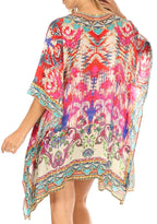 Stylish Rhinestone Lace-Up V-Neck Women's Caftan Poncho Cover-Up by Sakkas Aymee - Che Cose Belle