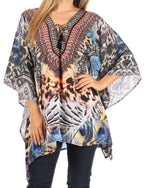 Stylish Rhinestone Lace-Up V-Neck Women's Caftan Poncho Cover-Up by Sakkas Aymee - Che Cose Belle
