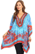 Stylish Rhinestone Lace-Up V-Neck Women's Caftan Poncho Cover-Up by Sakkas Aymee - Che Cose Belle