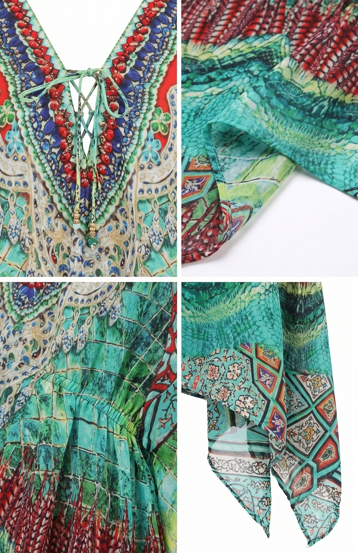 Stylish Rhinestone Lace-Up V-Neck Women's Caftan Poncho Cover-Up by Sakkas Aymee - Che Cose Belle