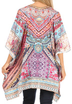 Stylish Rhinestone Lace-Up V-Neck Women's Caftan Poncho Cover-Up by Sakkas Aymee - Che Cose Belle