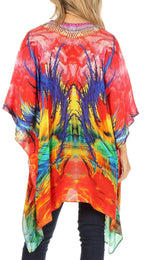 Stylish Rhinestone Lace-Up V-Neck Women's Caftan Poncho Cover-Up by Sakkas Aymee - Che Cose Belle