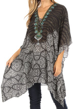 Stylish Rhinestone Lace-Up V-Neck Women's Caftan Poncho Cover-Up by Sakkas Aymee - Che Cose Belle