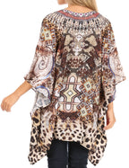 Stylish Rhinestone Lace-Up V-Neck Women's Caftan Poncho Cover-Up by Sakkas Aymee - Che Cose Belle